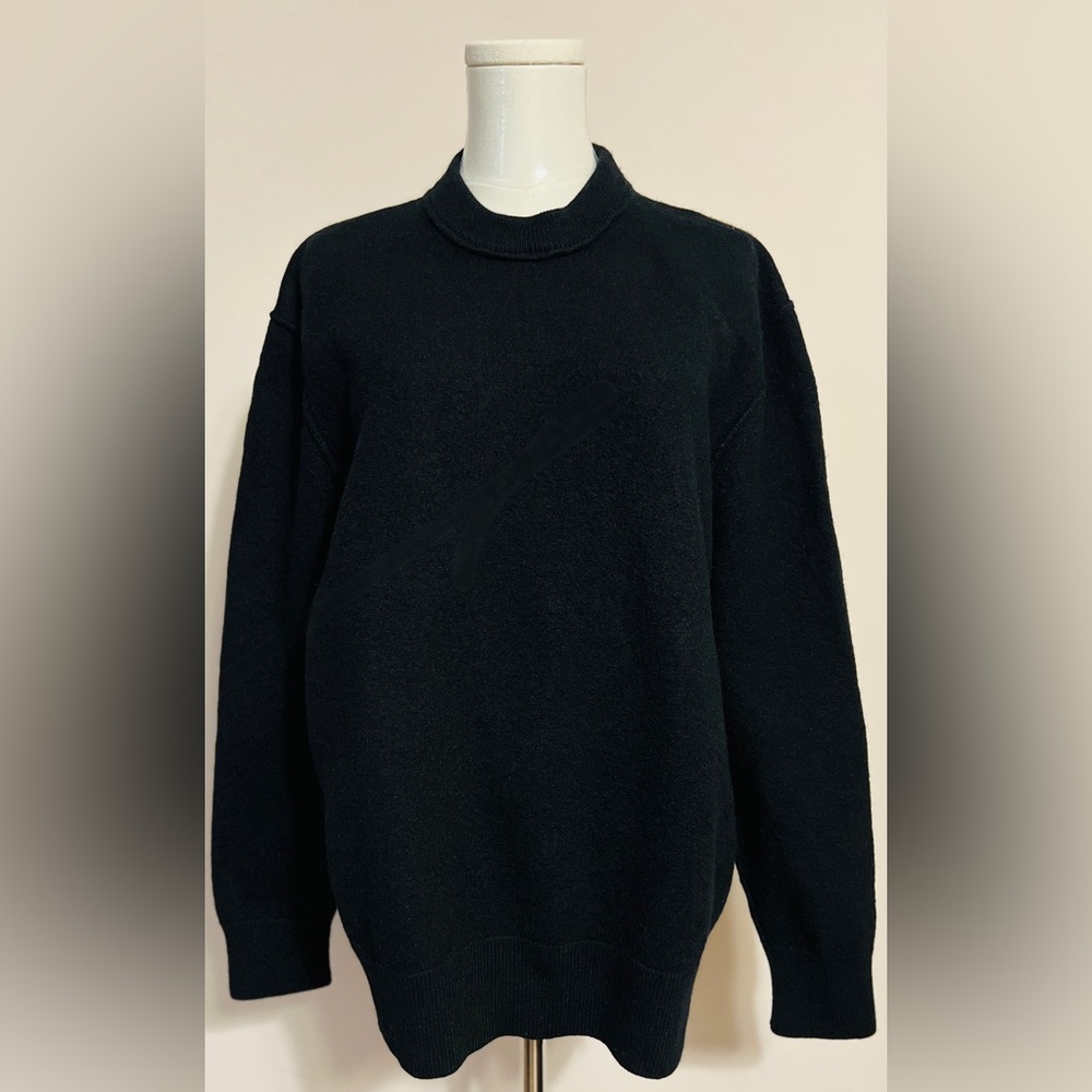 All Saints Black Crewneck Wool Knit Sweater